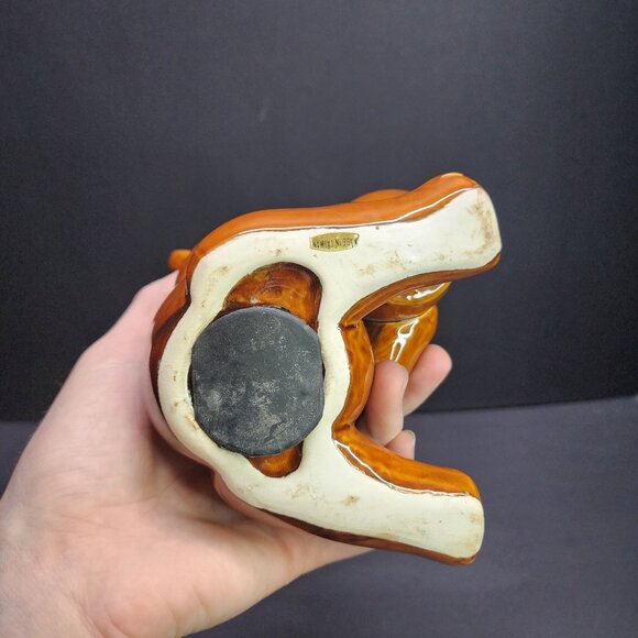 Vintage Bear with Honey Pot Bank Coin Bank Ceramic Glazed Brown 6'' Tall - Picture 5 of 6